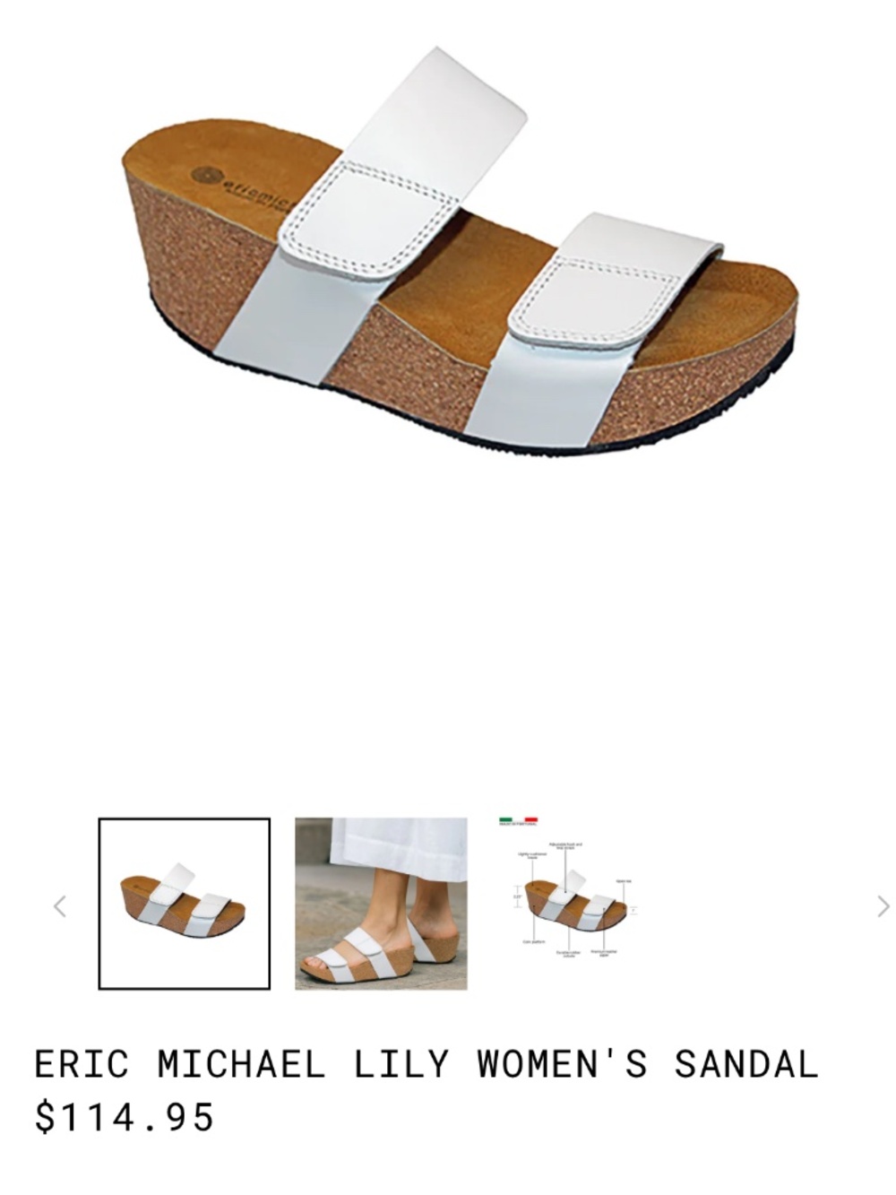 NWOT [Eric Michael] White Cork Platform < Lily > Wedge Sandal | 39 · 8.5 - 9 - Picture 9 of 13